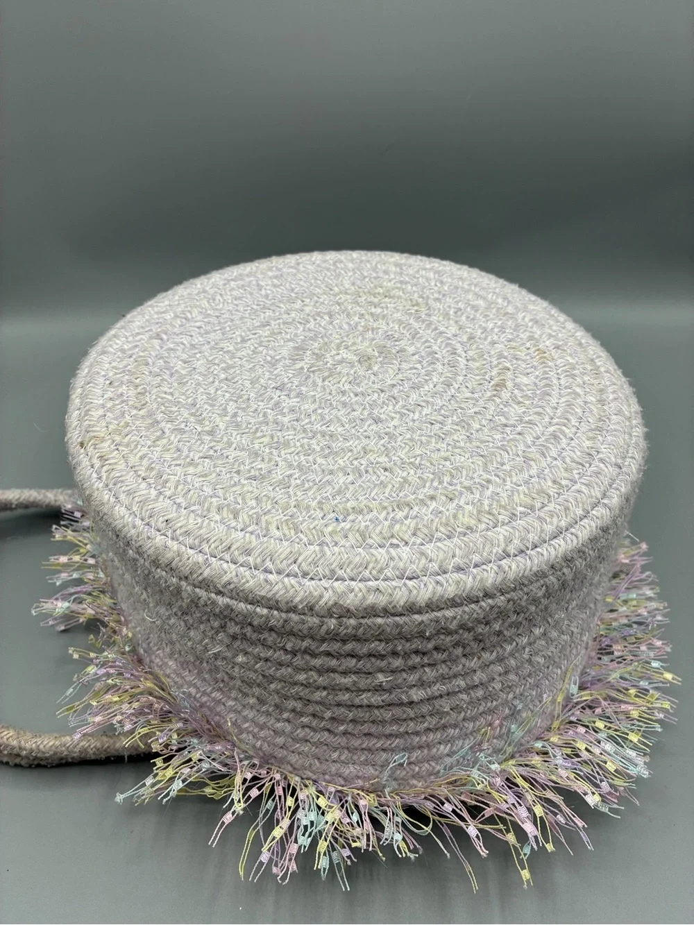 3/$10 Lavender Woven Rope Basket with Fringe Handle